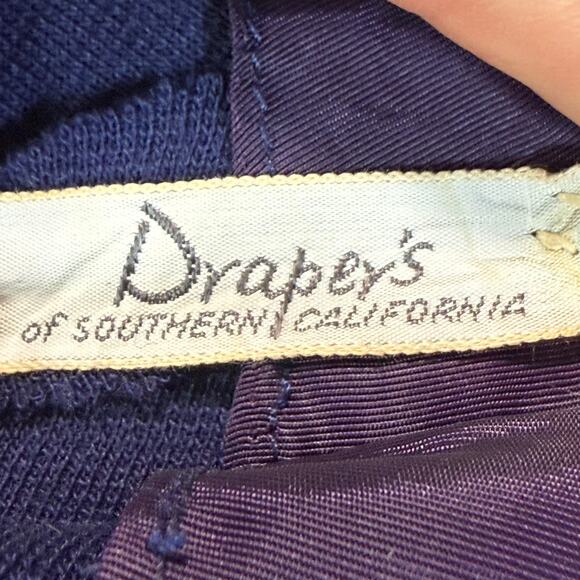 Vintage 60s Draper’s of California Navy Mod Dress Pink Trim Women’s 16 - Medium - Picture 7 of 9